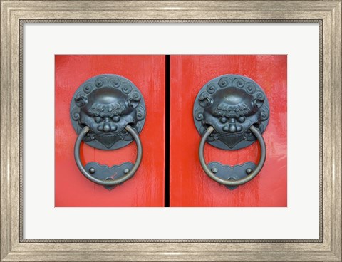 Framed Pair of Door Knockers, Buddha Tooth Relic Temple, Singapore Print