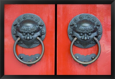 Framed Pair of Door Knockers, Buddha Tooth Relic Temple, Singapore Print