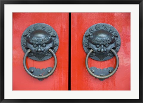 Framed Pair of Door Knockers, Buddha Tooth Relic Temple, Singapore Print