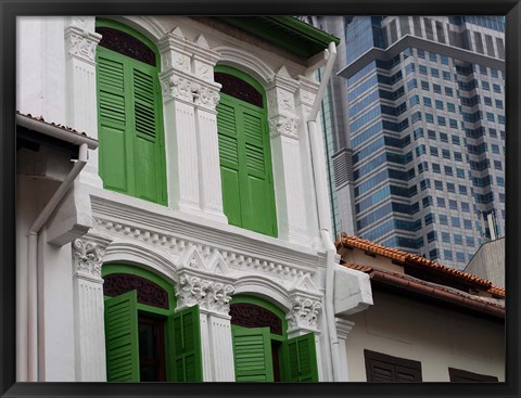 Framed Modern Buildings and Older Ones in Singapore Print