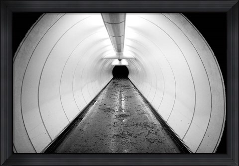 Framed Singapore, Illuminated Pedestrian Tunnel, Paths Print