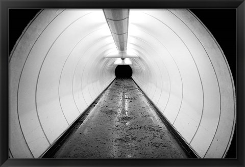 Framed Singapore, Illuminated Pedestrian Tunnel, Paths Print