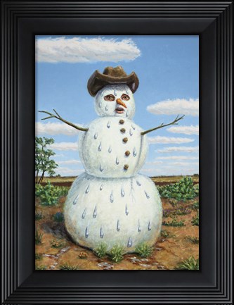 Framed Snowman In Texas Print