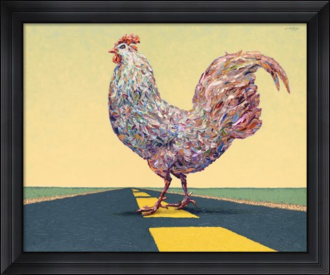 Framed Crossing Chicken Print