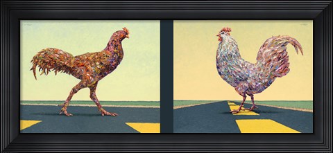 Framed Road Chickens Diptych Print