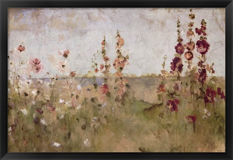 Framed Hollyhocks by the Sea Print