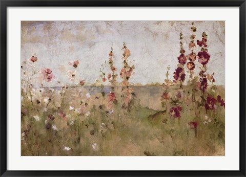 Framed Hollyhocks by the Sea Print