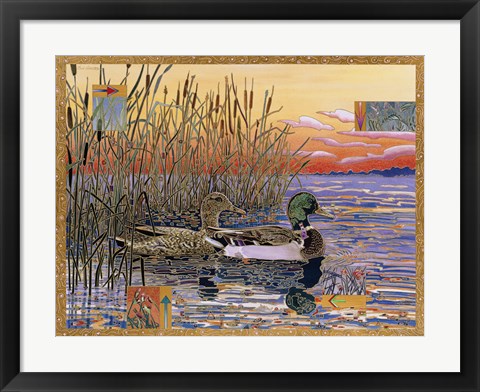 Framed Mallards at Dawn Print