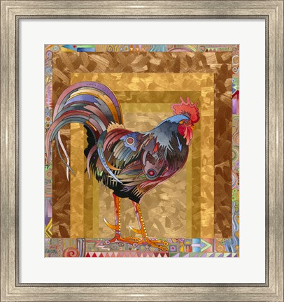 Framed Metallic Rooster Print