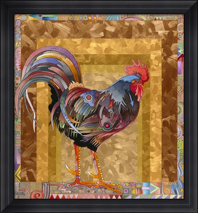 Framed Metallic Rooster Print