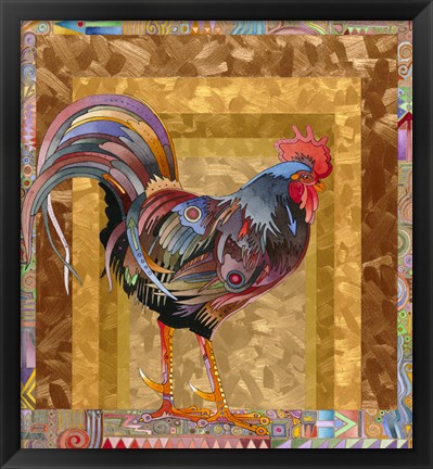 Framed Metallic Rooster Print