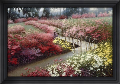 Framed Monet&#39;s Flower Garden Print