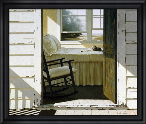 Framed Beach House Cat Print