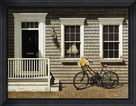 Framed Bicycle&#39;s Basket Of Flowers Print