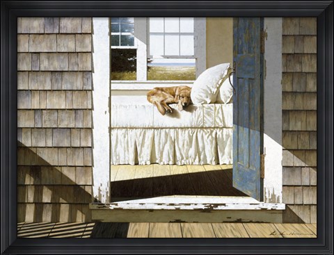 Framed Beach House Dog Print