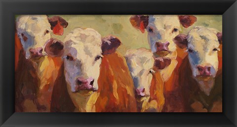 Framed Party of Five Herefords Print