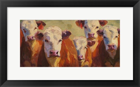 Framed Party of Five Herefords Print