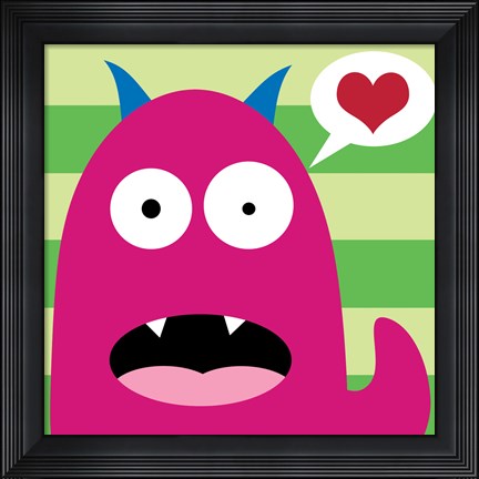 Framed Pink Monster - Stripes Print