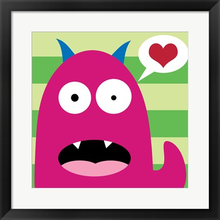 Framed Pink Monster - Stripes Print