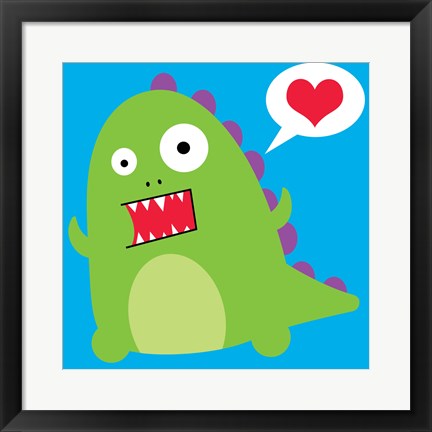 Framed Dinosaur - Blue Print