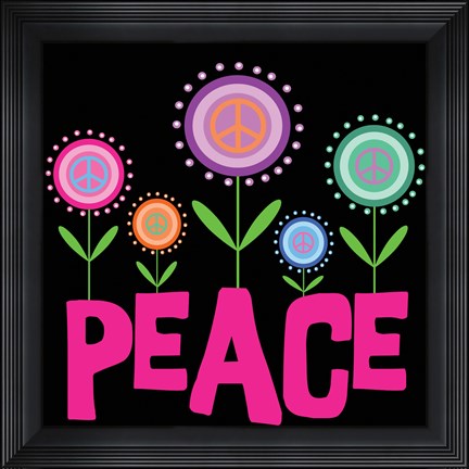 Framed Peace Flowers Print