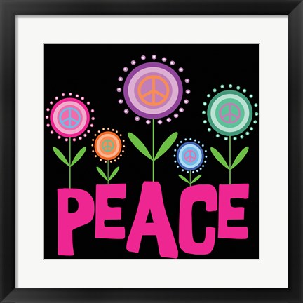 Framed Peace Flowers Print