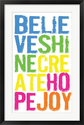 Framed Believe Shine Create Print