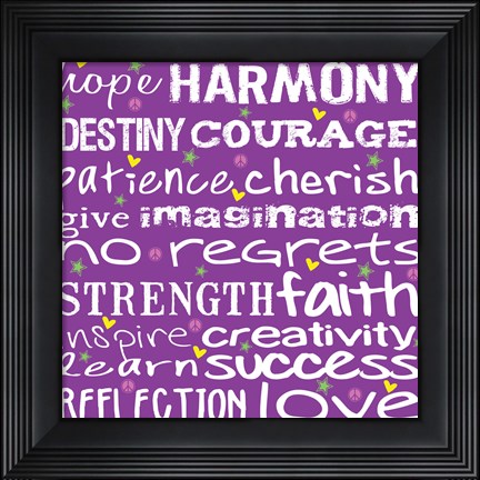 Framed Hope Harmony Destiny - Purple Print