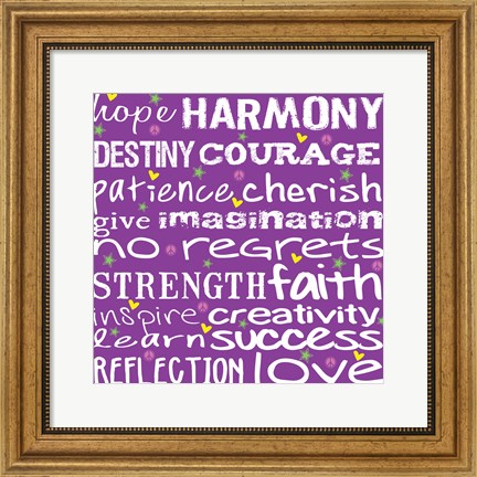 Framed Hope Harmony Destiny - Purple Print