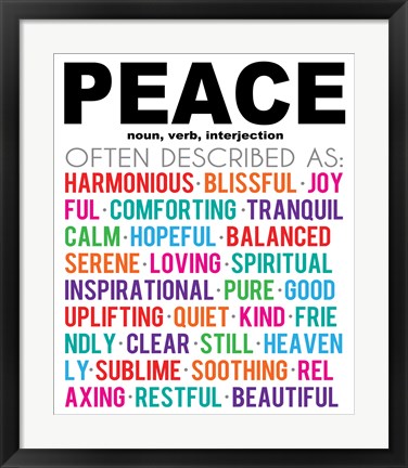 Framed Peace Definition Print