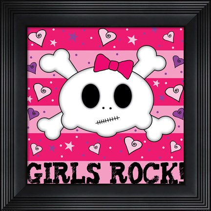 Framed Girls Rock- Skull Print