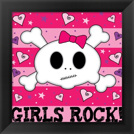 Framed Girls Rock- Skull Print