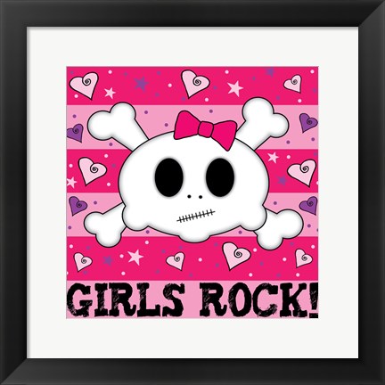 Framed Girls Rock- Skull Print