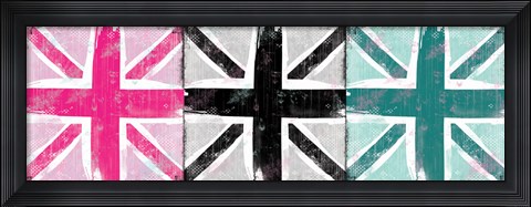 Framed Union Jack Three Square I Print