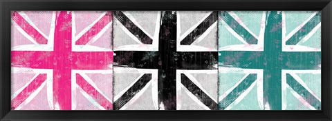 Framed Union Jack Three Square I Print