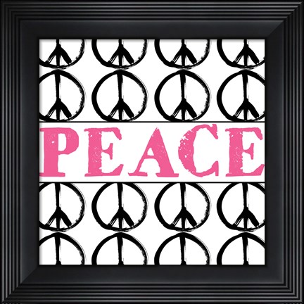 Framed Peace - Pink with Peace Signs Print
