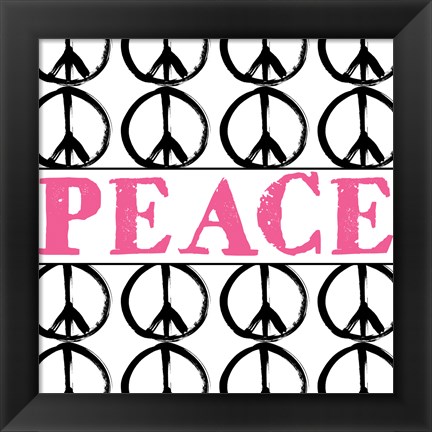 Framed Peace - Pink with Peace Signs Print