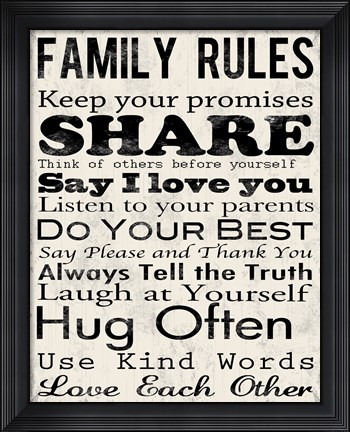 Framed Family Rules 1 Print