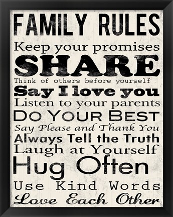 Framed Family Rules 1 Print