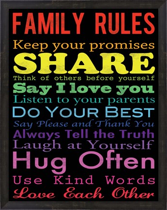 Framed Family Rules 2 Print