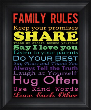 Framed Family Rules 2 Print