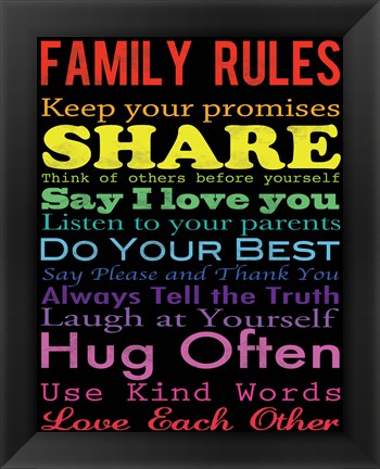 Framed Family Rules 2 Print