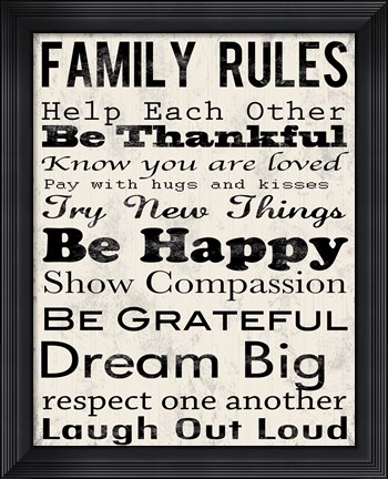 Framed Family Rules 3 Print
