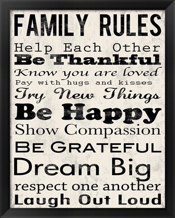 Framed Family Rules 3 Print