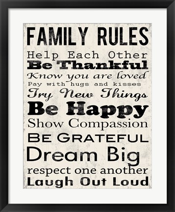 Framed Family Rules 3 Print