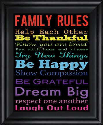 Framed Family Rules 4 Print