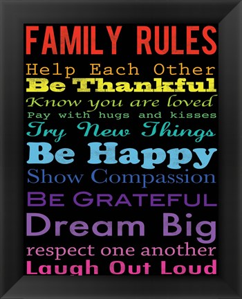 Framed Family Rules 4 Print