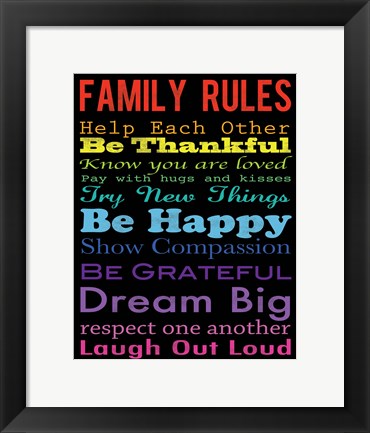 Framed Family Rules 4 Print