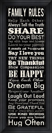 Framed Family Rules Panel 2 Print