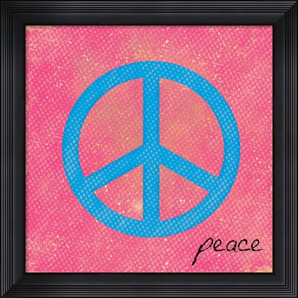 Framed Peace Blue and Pink Print